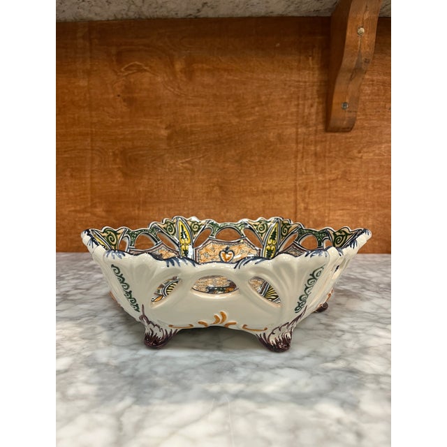 Coimbra Ceramic - Hand Painted Portuguese Fruit Basket 4 For Sale - Image 11 of 12