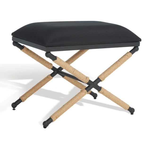 Contemporary Carmelo Hemp Wrapped Ottoman - Black/Black For Sale - Image 3 of 9