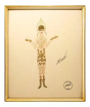 Early 20th Century Erté Fashion Gouache Illustration