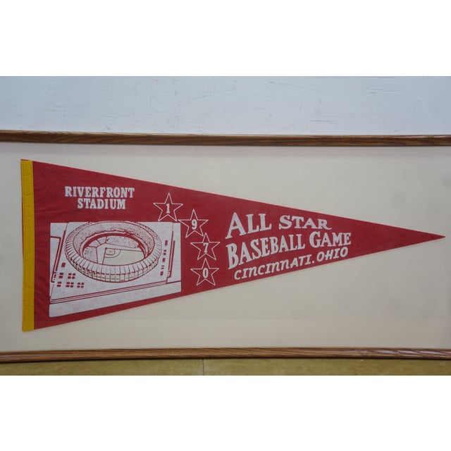 1970s 1970 Cincinnati Reds Riverfront Stadium All Star Game Pennant 34" For Sale - Image 5 of 9
