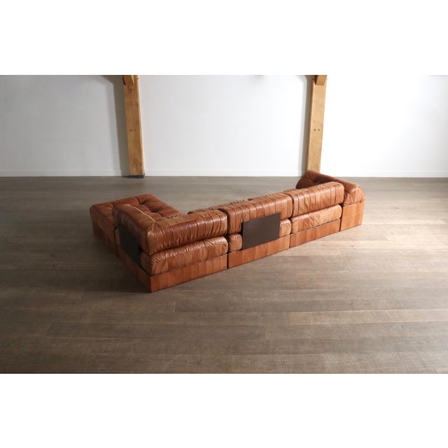 DS 88 Modular Sofa in Cognac Patchwork Leather from de Sede, Switzerland, 1970s, Set of 5 For Sale - Image 12 of 13