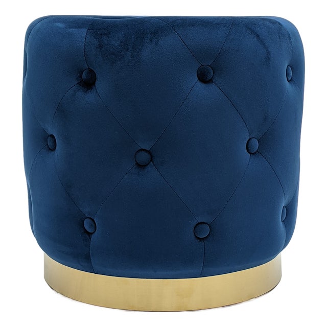 Saxon Blue Velvet Stool - Blue Velvet For Sale