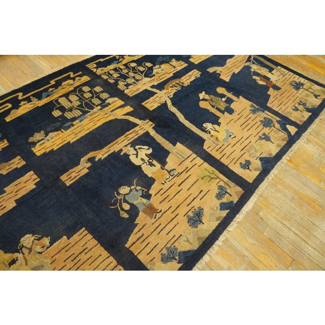 Art Deco 1920s Blue Navy Scene Pictorial Antique Peking Rug 4' 10'' X 8' 6'' Handknotted Wool Carpet For Sale - Image 3 of 8