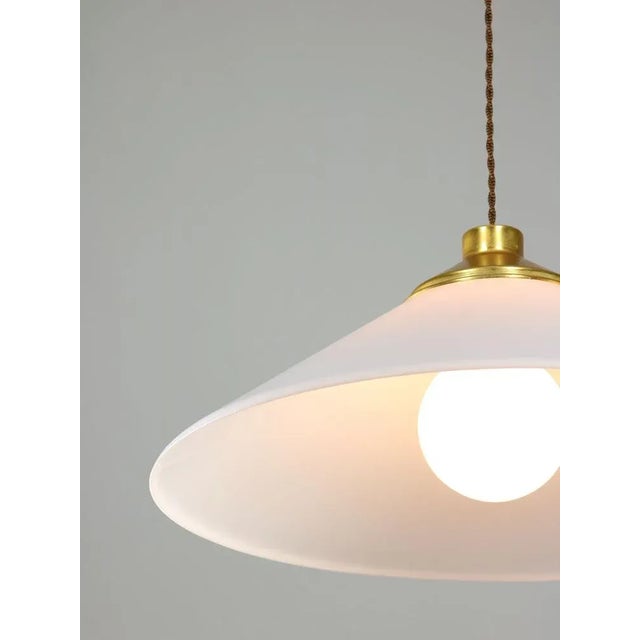 Italian Space Age White Acrylic Glass Saucer Pendant Lamp, 1970s For Sale - Image 9 of 12