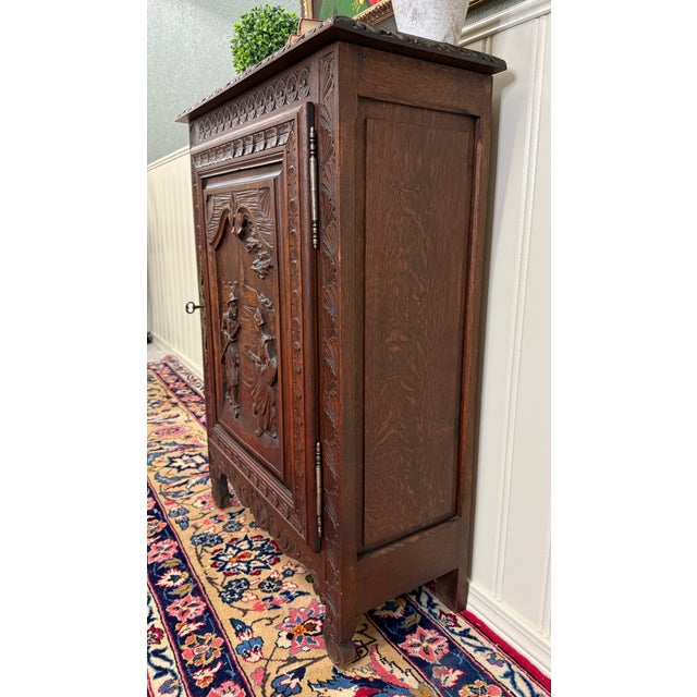 Antique French Breton Jam Cabinet Cupboard Storage Drawer Carved Oak 19th C For Sale - Image 16 of 18