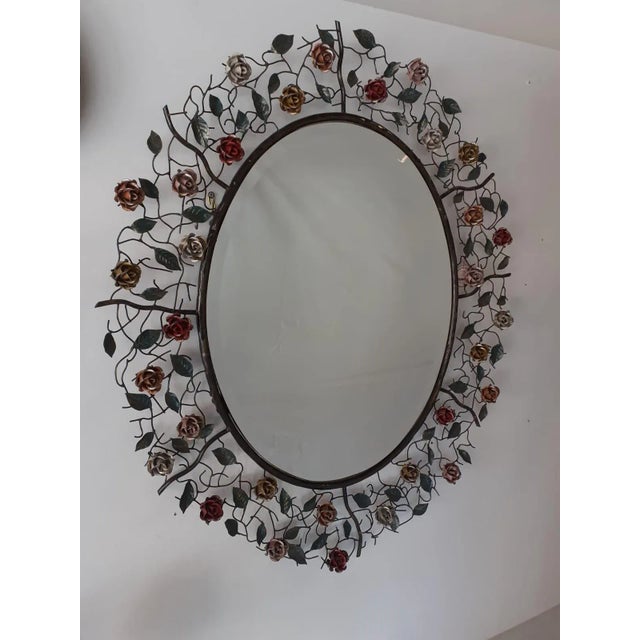Vintage Rose Brass Mirror For Sale - Image 4 of 9
