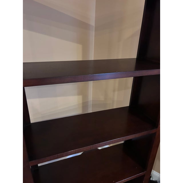 Contemporary Ethan Allen “Transom” Étagère Bookcase – Dark Wood, Open Back Shelving For Sale - Image 3 of 8