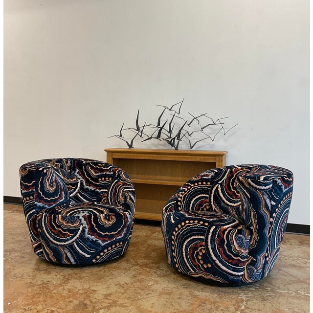 1980s 1980s Pair of Nautilus Swivel Chairs by Vladimir Kagan for Directional For Sale - Image 5 of 15