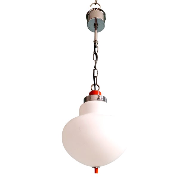 Space Age Pendant Light in White Opaline, 1970 For Sale