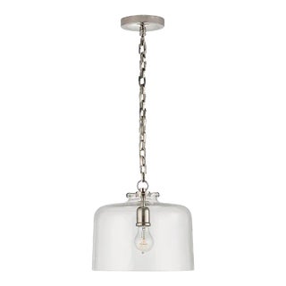 Thomas O'Brien for Visual Comfort Signature Katie Dome Pendant in Polished Nickel with Clear Glass For Sale