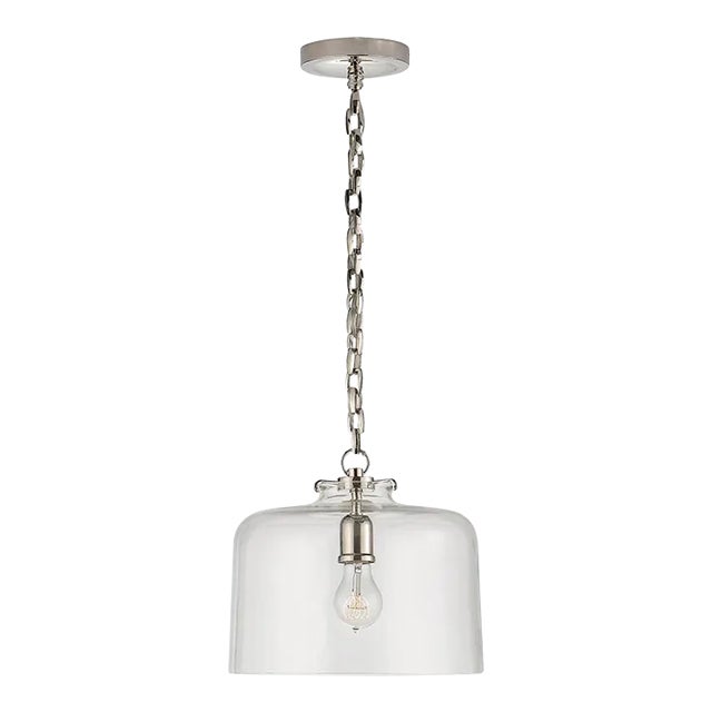 Thomas O'Brien for Visual Comfort Signature Katie Dome Pendant in Polished Nickel with Clear Glass For Sale