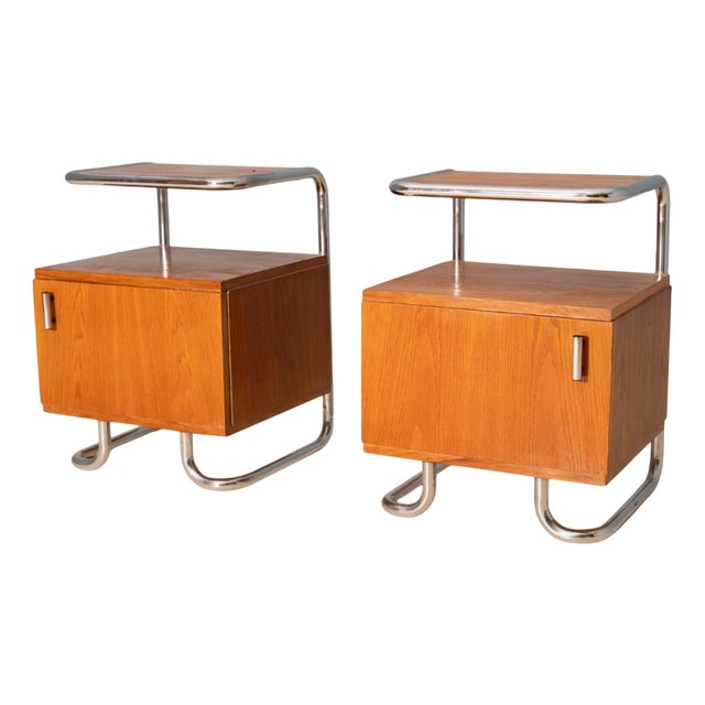 Chromed Nightstands from Vichr & Spol, Czechoslovakia, 1950s, Set of 2 For Sale