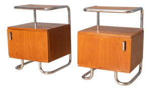 Chromed Nightstands from Vichr & Spol, Czechoslovakia, 1950s, Set of 2