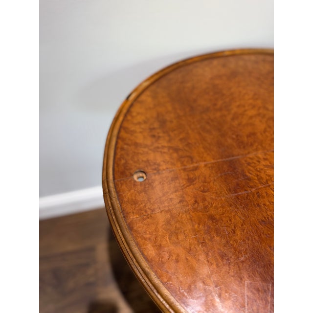 Antique Edwardian Burl Veneer Maritime Lamp Table Attributed Ocean Liner Furniture, Circa 1900 For Sale - Image 4 of 12
