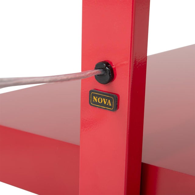 Stretch Arc Floor Lamp - 87", Red Finish, Sturdy Rectangular Base, Dimmer Switch For Sale - Image 11 of 18