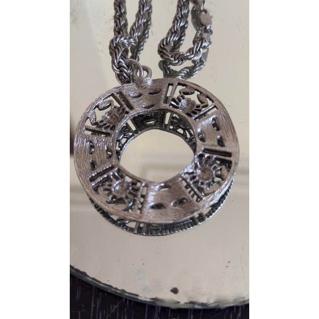 Sarah Coventry Vintage 1970s Sarah Coventry Zodiac Pendant Necklace, Silver, Attributed For Sale - Image 4 of 7