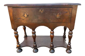 Antique William & Mary Walnut and Burl Walnut Veneer Lowboy Console Table