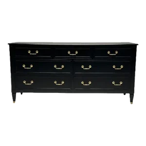 Kindel, Hollywood Regency Style, Dresser, Matte Black, Brass, Usa, 1970s