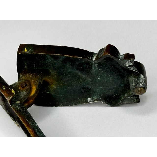 British Cheddar Bronze Door Knocker Heraldic Coat of Arms Shield Fleur De Lys C1925 For Sale - Image 10 of 18