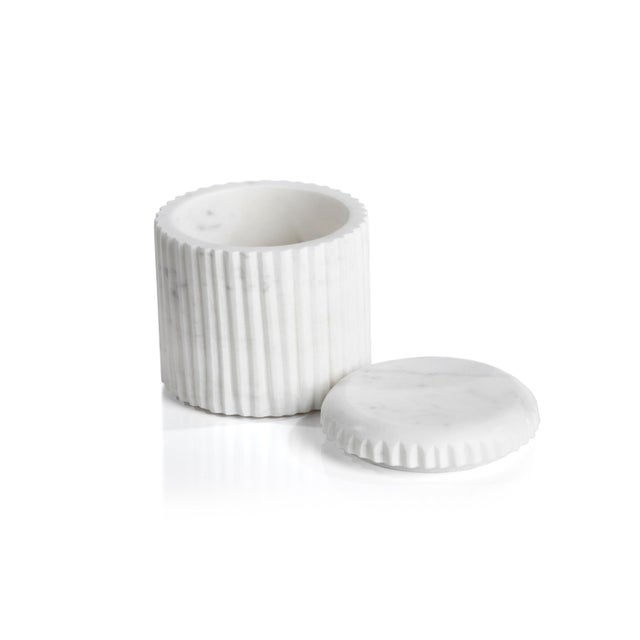 Mannara 4" Tall Marble Lidded Container For Sale - Image 4 of 4