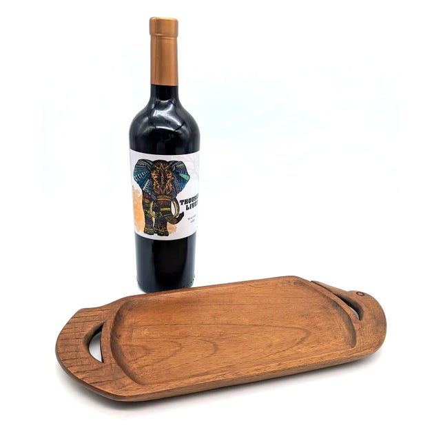 Wood Mid 20th Century Carved Walnut Wood Tray For Sale - Image 7 of 10