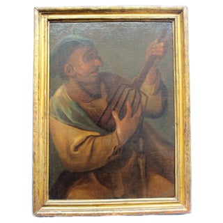 Italian School Artist, The Musician, 17th Century, Oil on Canvas, Framed For Sale