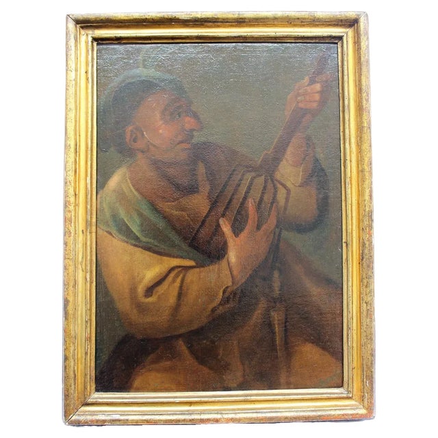 Italian School Artist, The Musician, 17th Century, Oil on Canvas, Framed For Sale