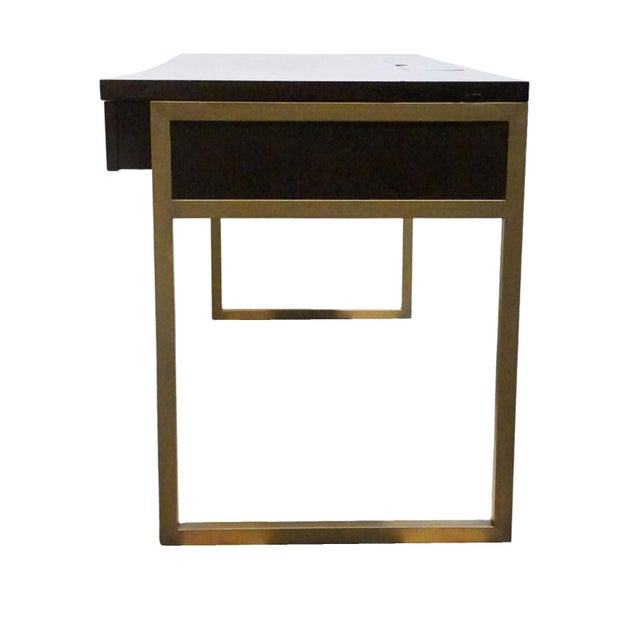 Martin Furniture Axis Collection Contemporary Modern 64" Writing Desk - Mocha Finish W. Bronze Finished Metal Frame For Sale - Image 11 of 15
