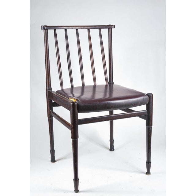 Vintage Chair in Dark Stained Wood and Leather, 1960s For Sale - Image 6 of 8