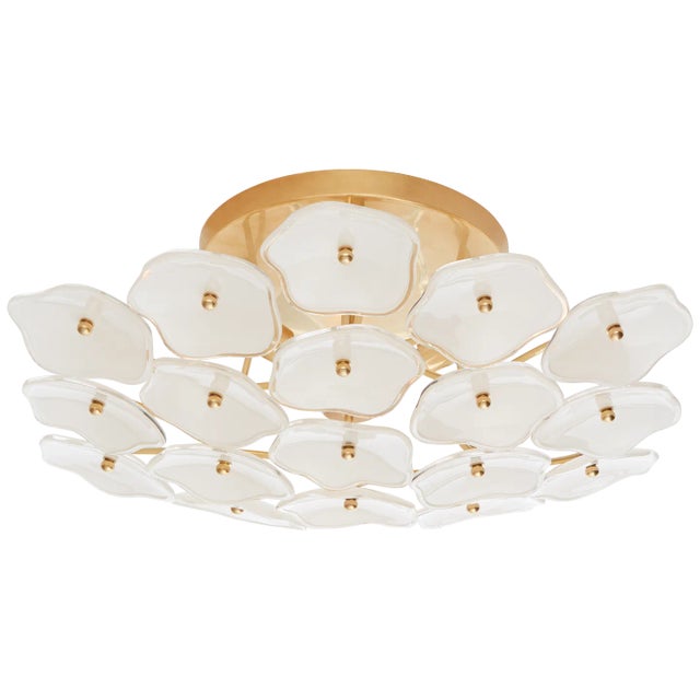 Leighton Medium Flush Mount in Soft Brass with Cream Tinted Glass Designer: kate spade new york Canopy: 8" Round Mounting:...