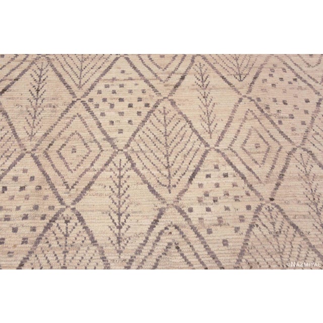 Tribal Moroccan Berber Beni Ourain Design Modern Area Rug For Sale In New York - Image 6 of 7