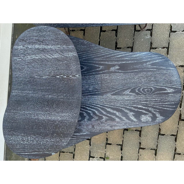 Pair of Vintage Cerused Oak Two-Tear Side Tables For Sale In Providence - Image 6 of 12