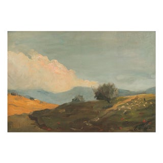 Shepherd and Flock in a Mountain Landscape, 1890s, Oil Painting on Canvas For Sale