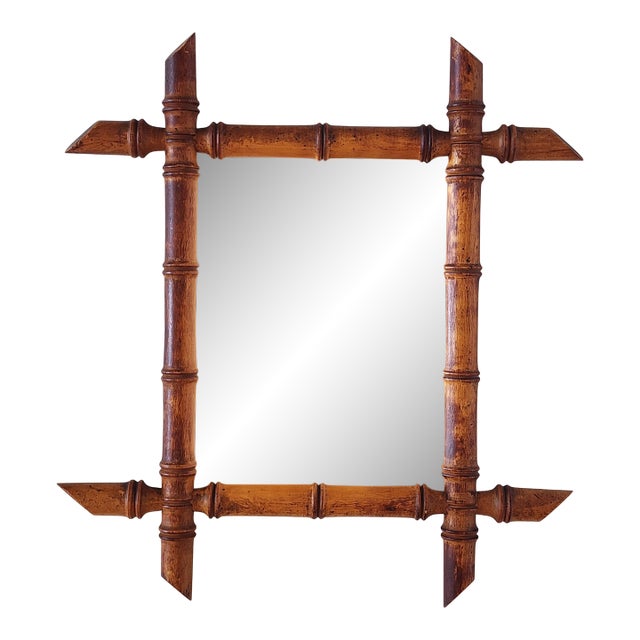 Antique French Faux Bamboo Wall Mirror For Sale