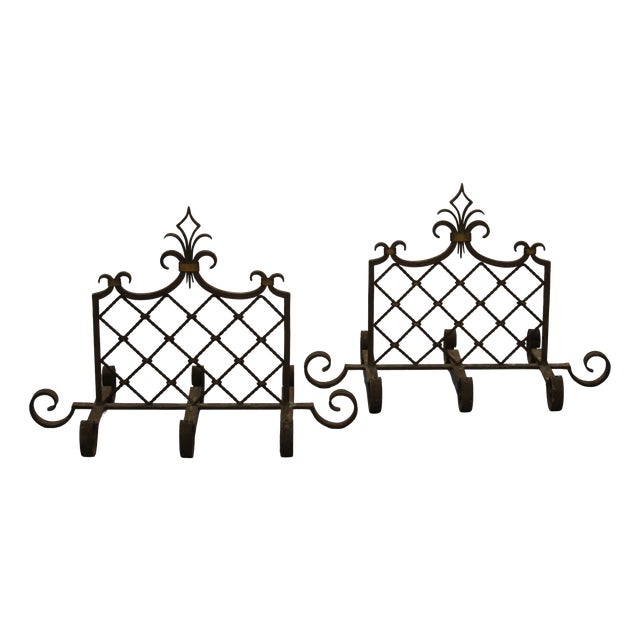 Royal Lily Wrought Iron Grids, Set of 2 For Sale