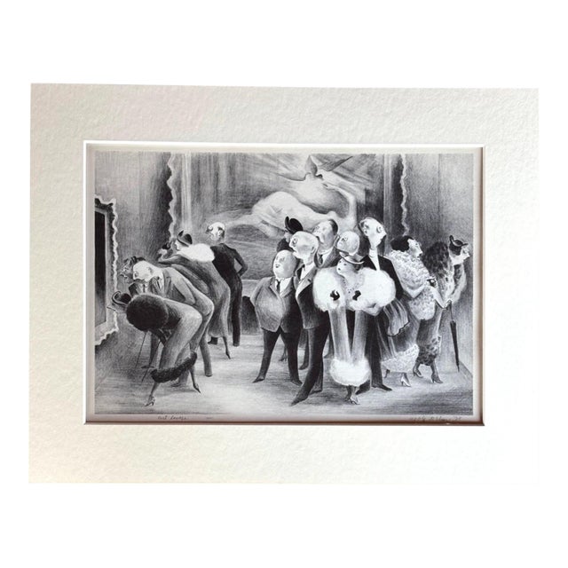Vintage 1939 Print in 11x14 Mat, Ready to Frame: Adolf Dehn, "Art Lovers", EUC For Sale
