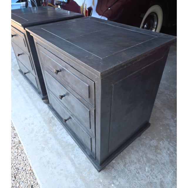 Metal Clad Bedside Tables Night Stands For Sale - Image 4 of 8
