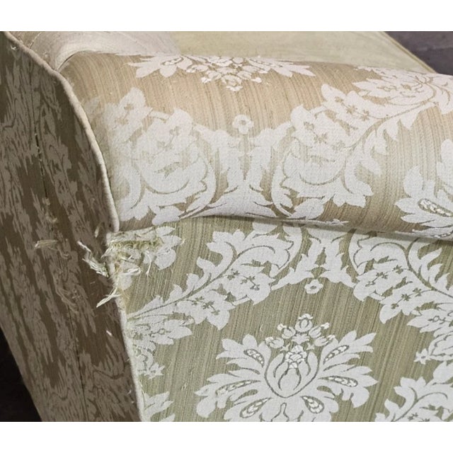 Late 20th Century Chippendale Style Mahogany Sofa Green Silk Damask Fabric Made in North Carolina For Sale In Cleveland - Image 6 of 8