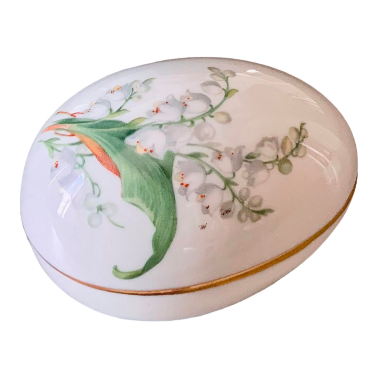 Vintage Lily of the Valley Hand Painted Limoges Egg Shaped Porcelain