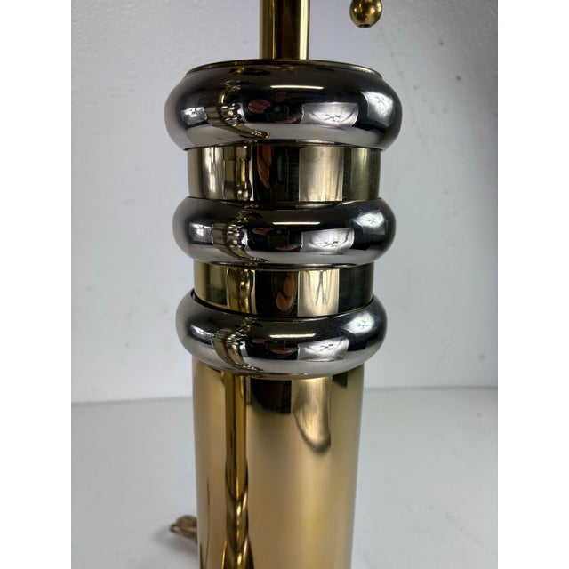 Mid-Century Mod. Chrome and Brass Modern Table Lamps/Pair For Sale - Image 10 of 11