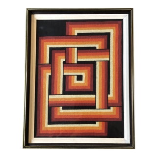 Vintage Op Art Needlepoint Abstract Framed 1970’s For Sale