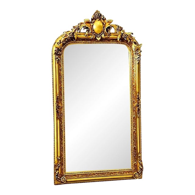 French Style Gold Floor Mirror – 5 Ft Tall For Sale