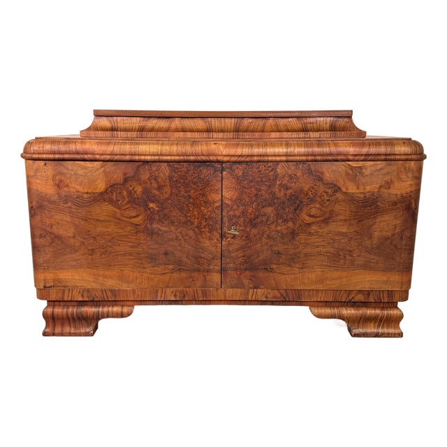 Vintage Art Deco-Style Walnut Sideboard, 1950s For Sale