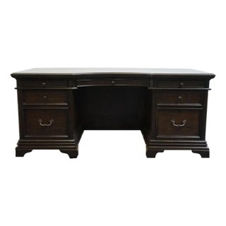 Aspenhome Walnut Contemporary Traditional Style 72" Curved Executive Office Desk - Molasses Brown Finish 124-300 For Sale