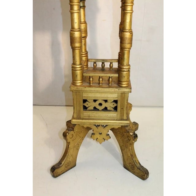 Antique 19th Century Arts & Crafts Pedestal Plant Stand Gold Leaf For Sale In Philadelphia - Image 6 of 8