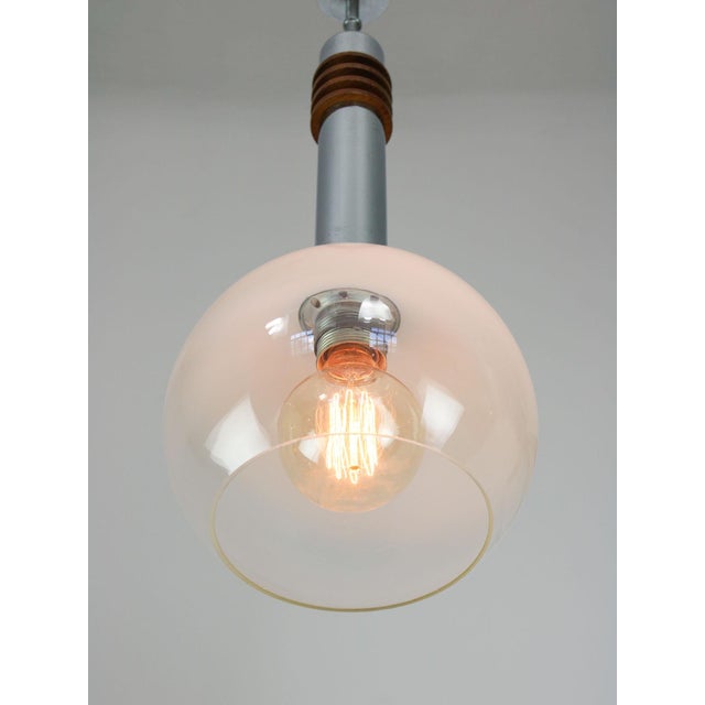 Vintage Italian Chrome and Glass Pendant Lamp For Sale - Image 11 of 14