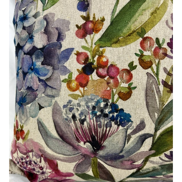 Purple 20" Square Decorative Throw Pillow Decorated With a Bold Purple Hydrangea Flower Floral Print With a Watercolor-Like Appearance - Made in the U K. For Sale - Image 8 of 12