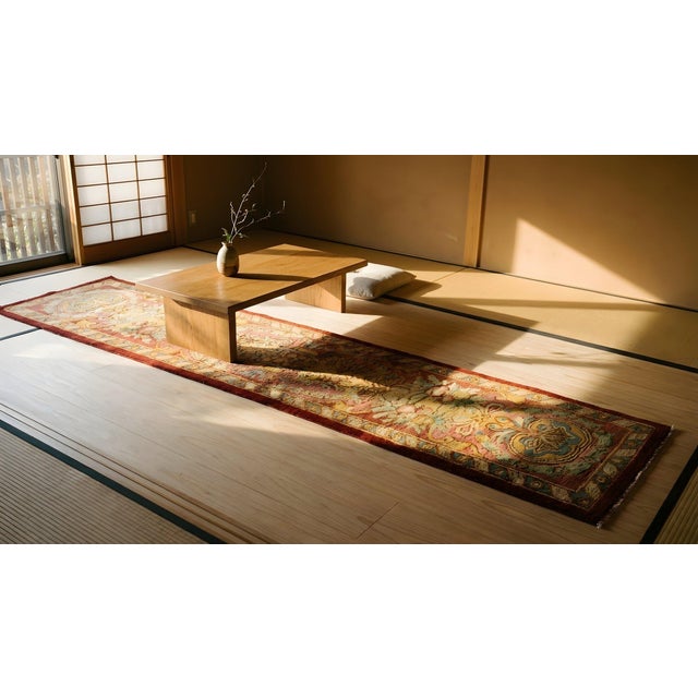 1930s Pink Rose Geometric European Antique Spanish Cuenca Carpet 2'10'' X 13' Wool Knooted Rug For Sale - Image 11 of 13
