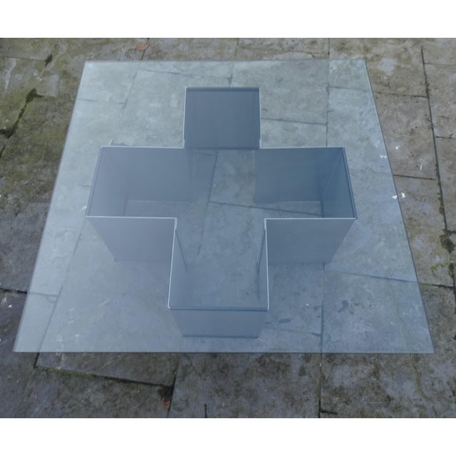 Metal and Glass Coffee Table in the style of Francois Monnet for Kappa, 1970s For Sale - Image 16 of 18