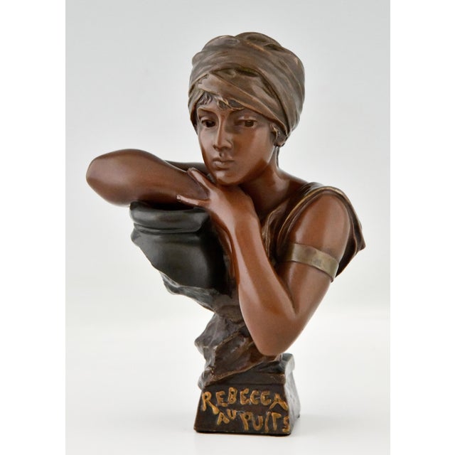 Art nouveau bronze bust of rebecca at the well (rebecca au puits) by emmanuel villanis (1858–1914), france, circa...